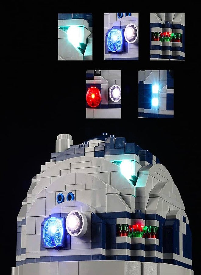 Kyglaring طقم إضاءة LED من Kyglaring متوافق مع مجموعة بناء Lego R2-D2 75308، ملحقات إضاءة مطورة لمكعبات بناء Star Wars R2 D2، مصابيح فقط (النموذج غير متضمن)، إصدار صوت RC - Image 4